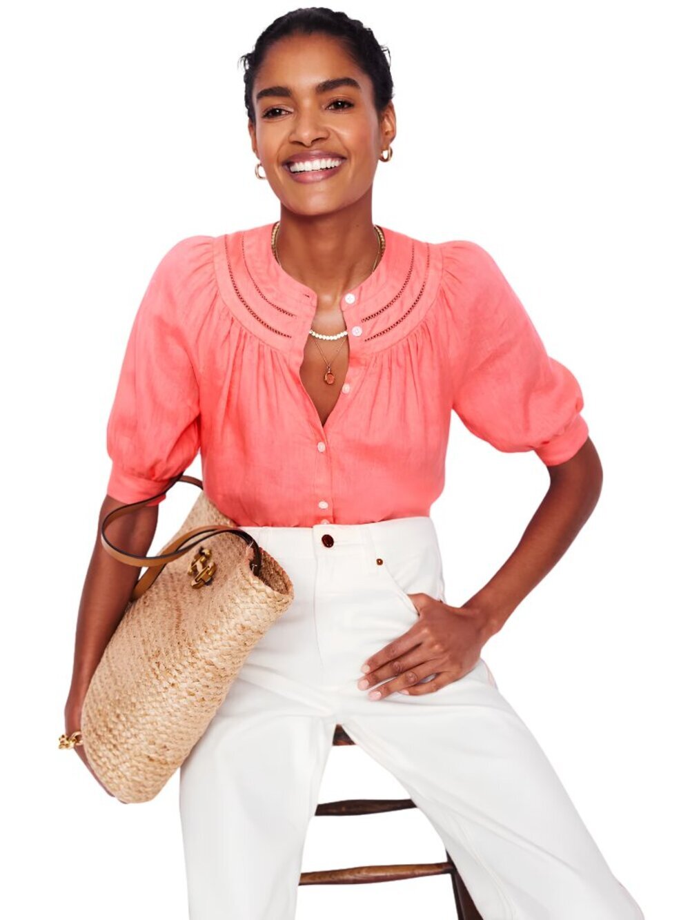 NWT Boden Bea Linen Top Azealia Pink US Size 16-18